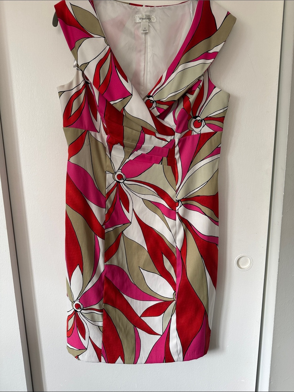 Dressbarn  Pink, Red & White Floral-Print Dress Size 12